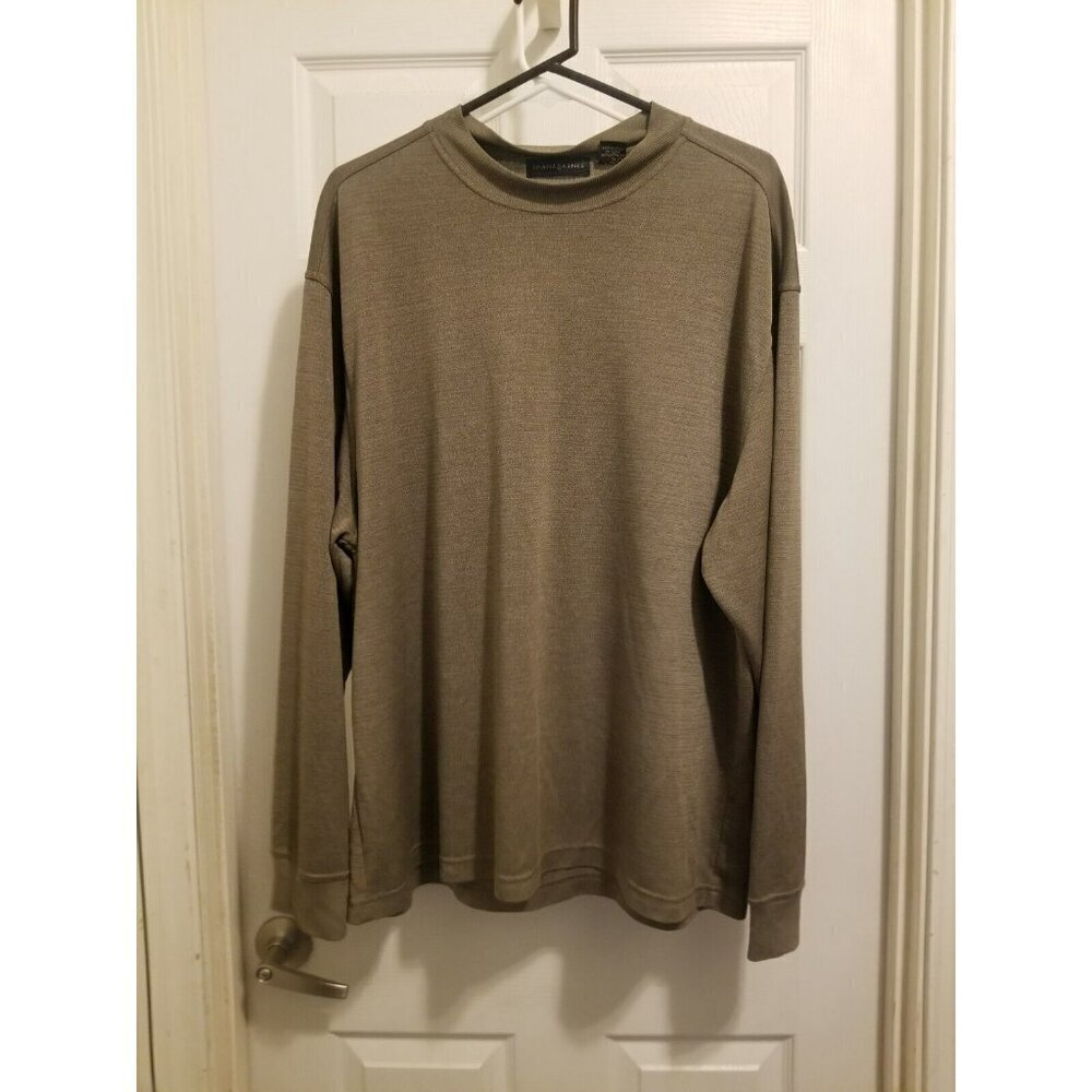 jhane barnes xxl Silk Polyester Long Sleeve Brown Beige